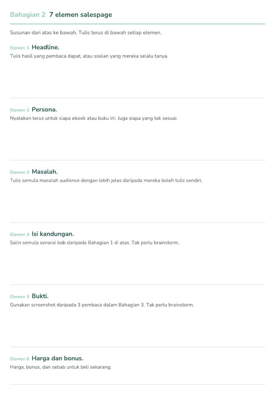Bahagian 2 — 7 elemen salespage
