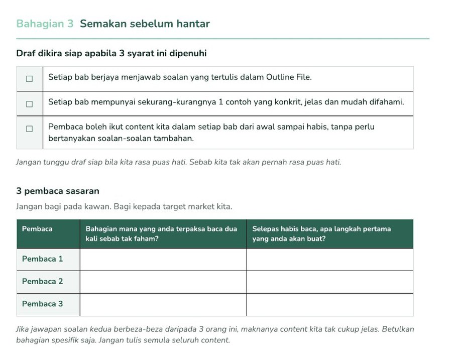 Bahagian 3 — semakan 3 pembaca sebelum hantar