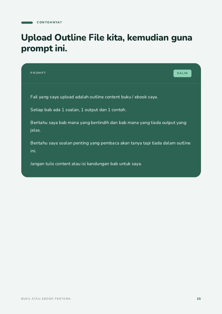 Muka surat 25 — prompt semak outline dengan AI
